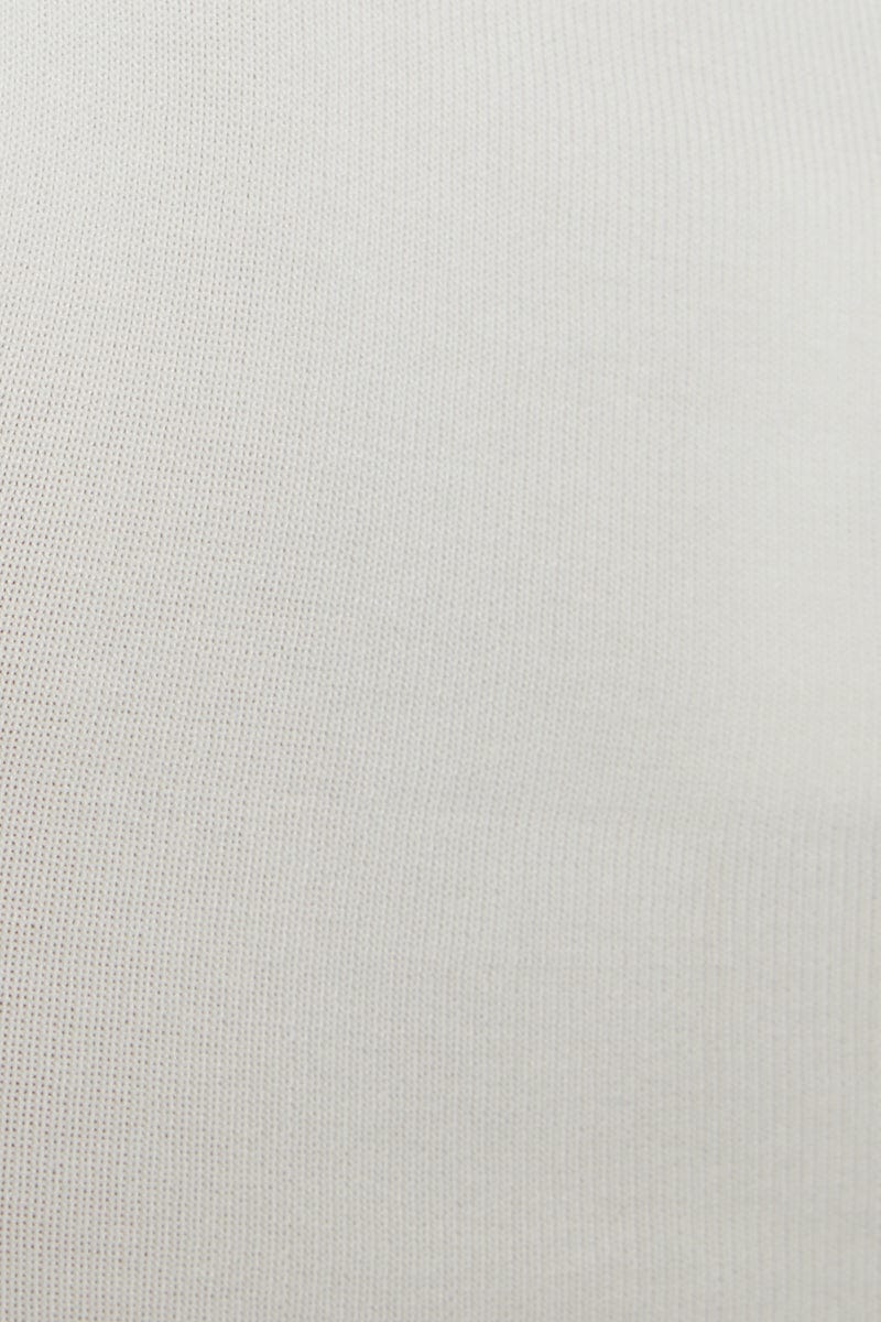 White Notched Neck Knit Top