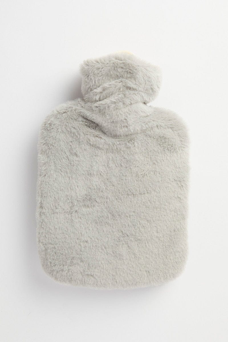 Grey Fluffy Hot Water Bottle