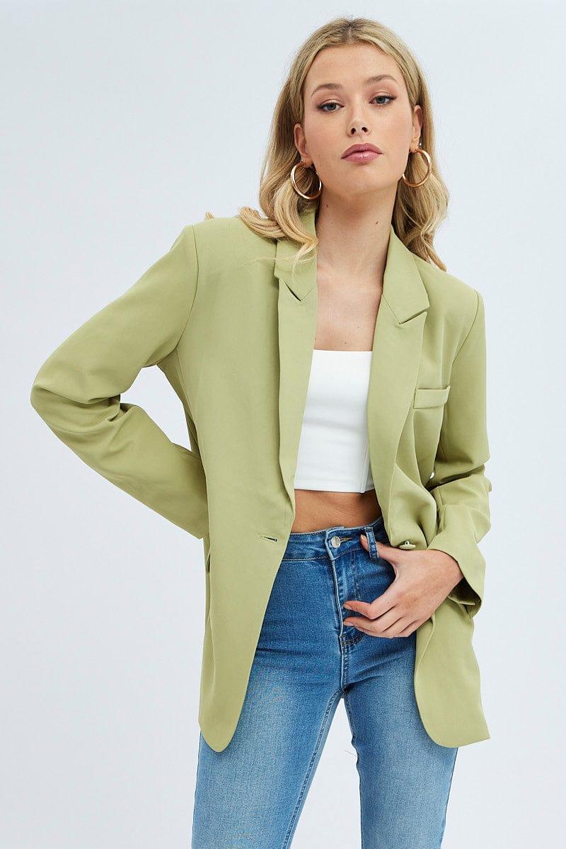 Green Oversized Single Breasted Blazer