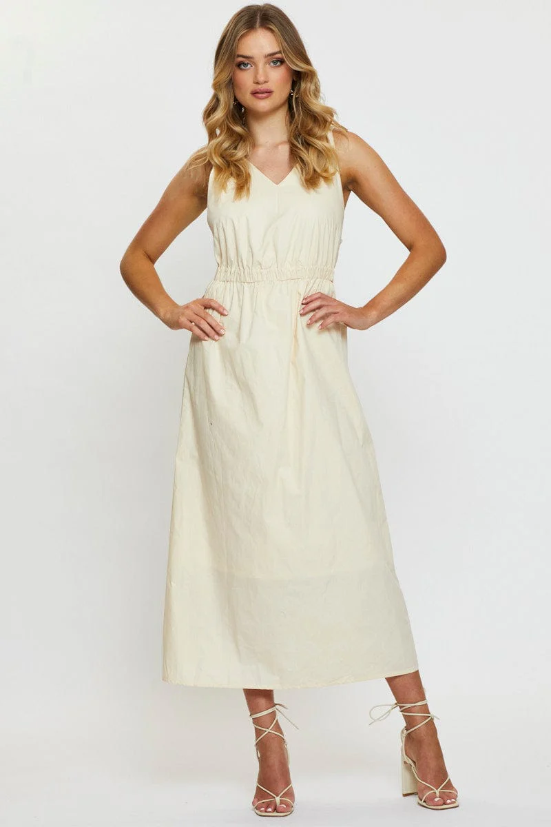 Beige Maxi Dress Sleeveless