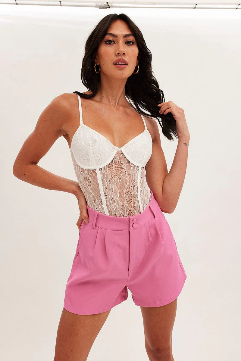 White Lace Bodysuit Singlet