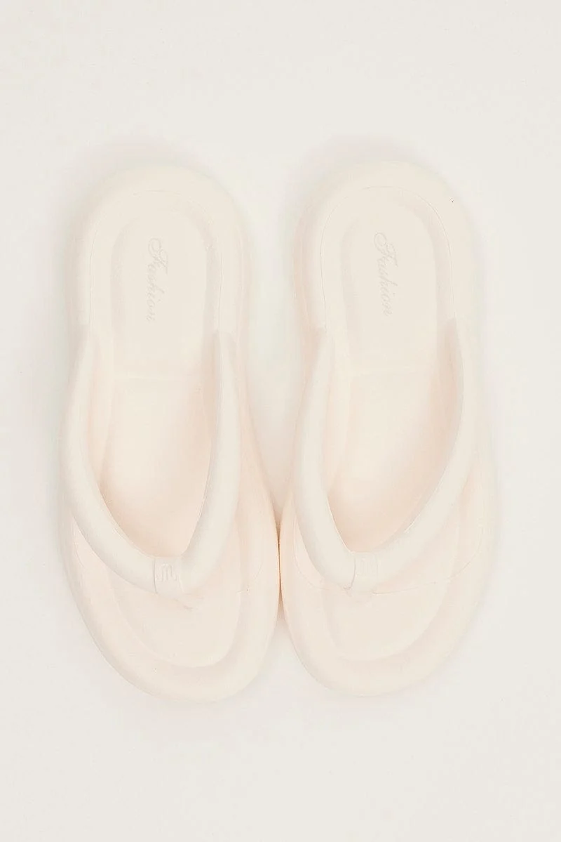 White Chunky Flat Slides