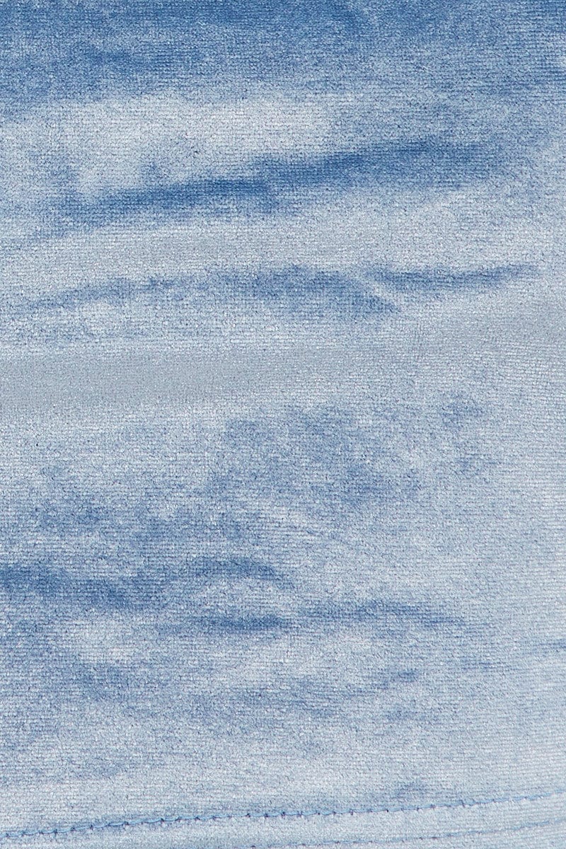 Blue Velour Singlet Lounge Crop Top