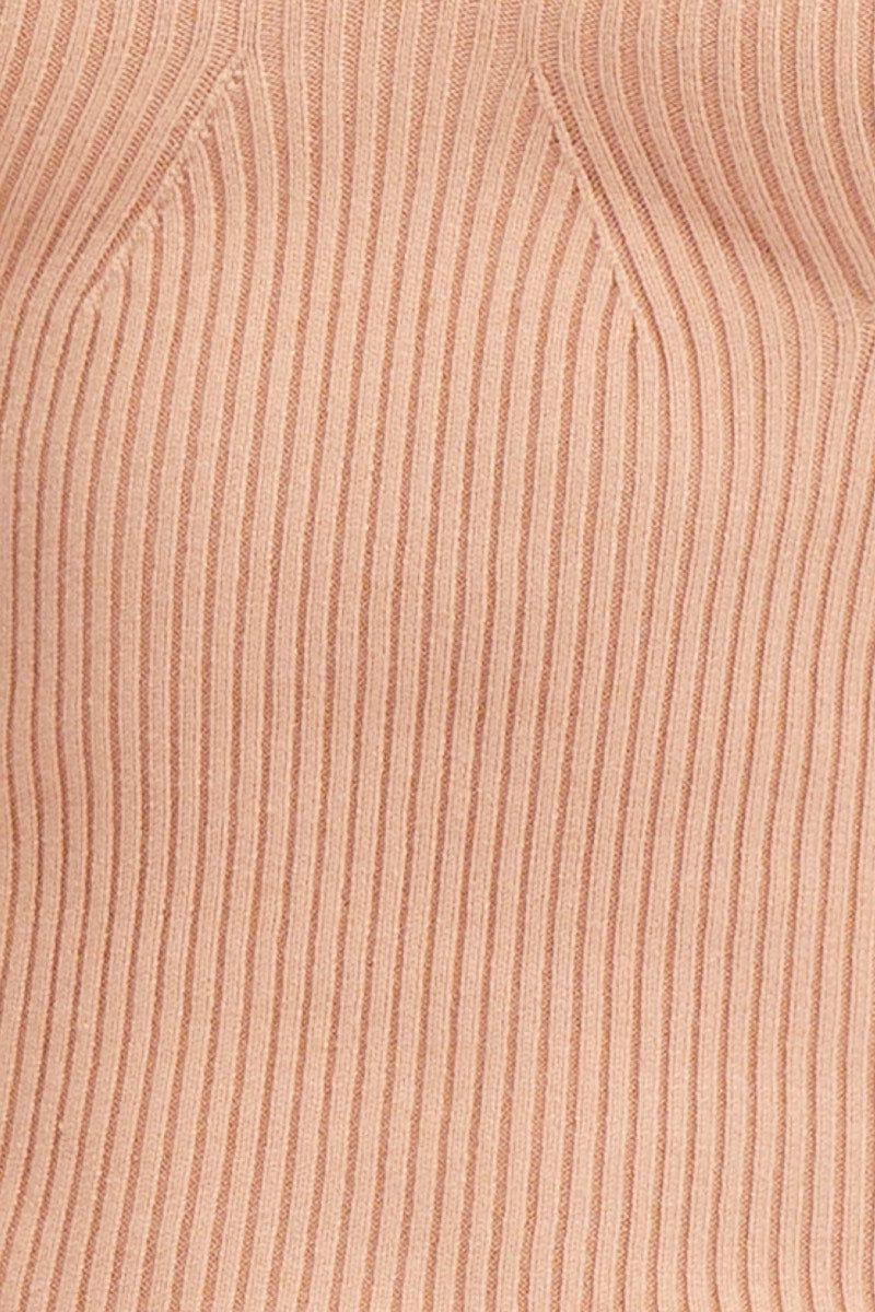 Brown Dress Long Sleeve Mini Sweetheart Knit