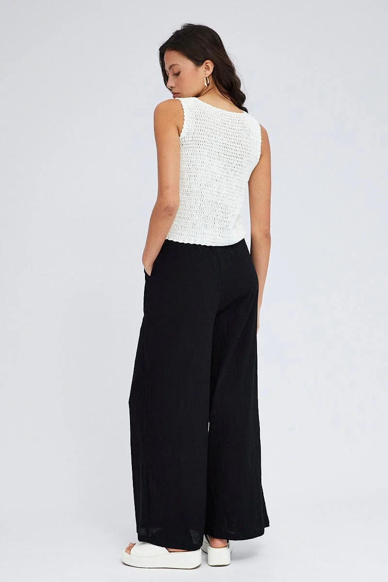 Black Wide Leg Pants Mid Rise