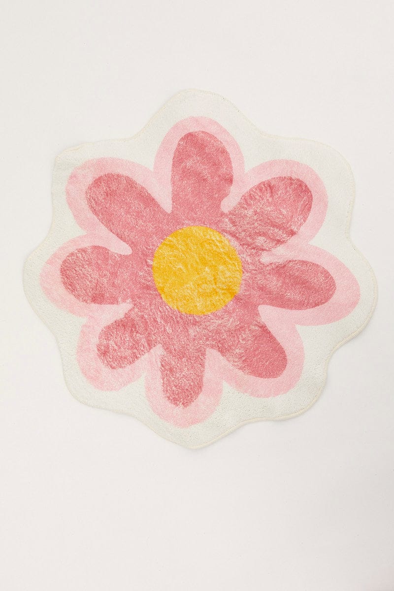 Pink Floral Shaped Bath Mat