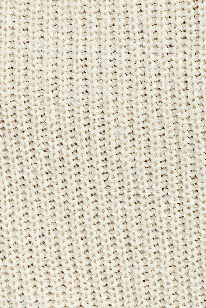 Beige Knit Vest Crew Neck