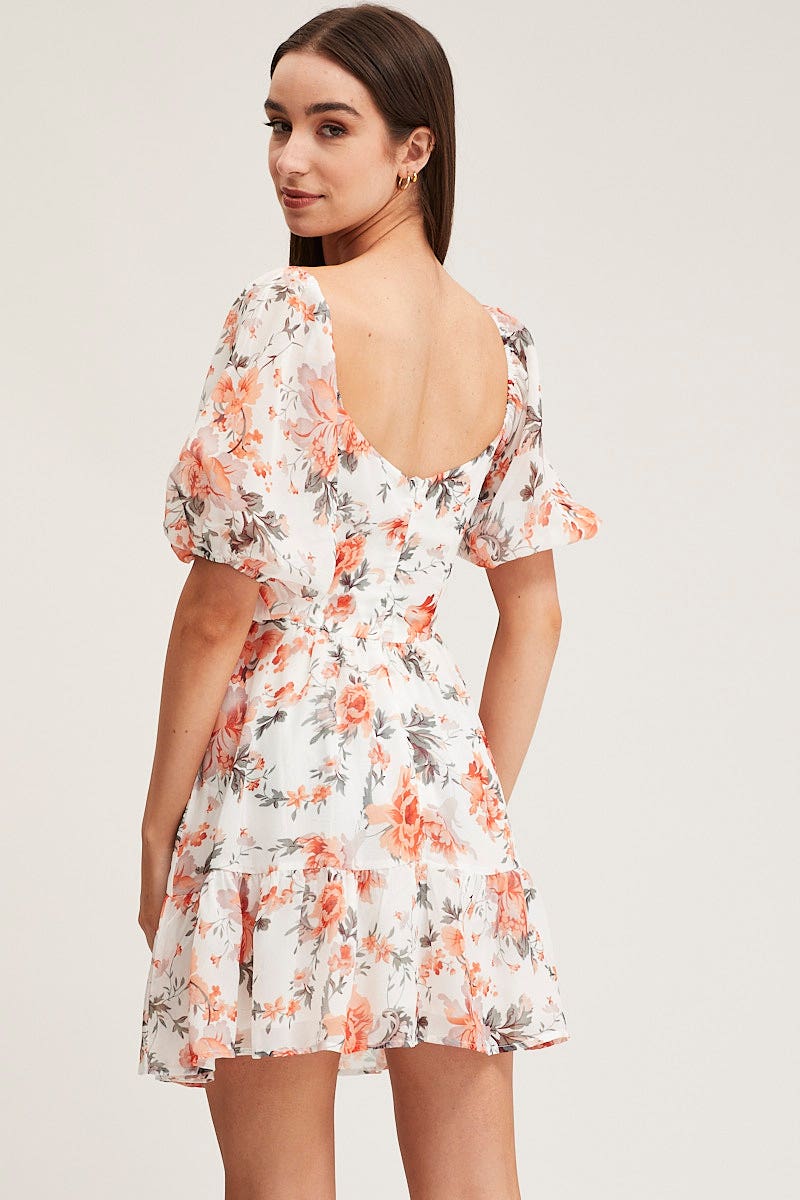 Print Mini Dress Short Sleeve