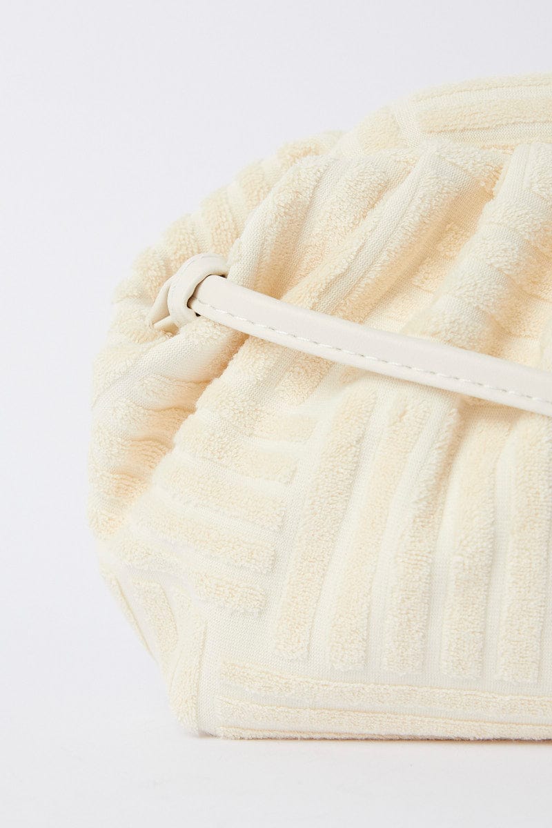 White Toweling Detail Crossbody Bag