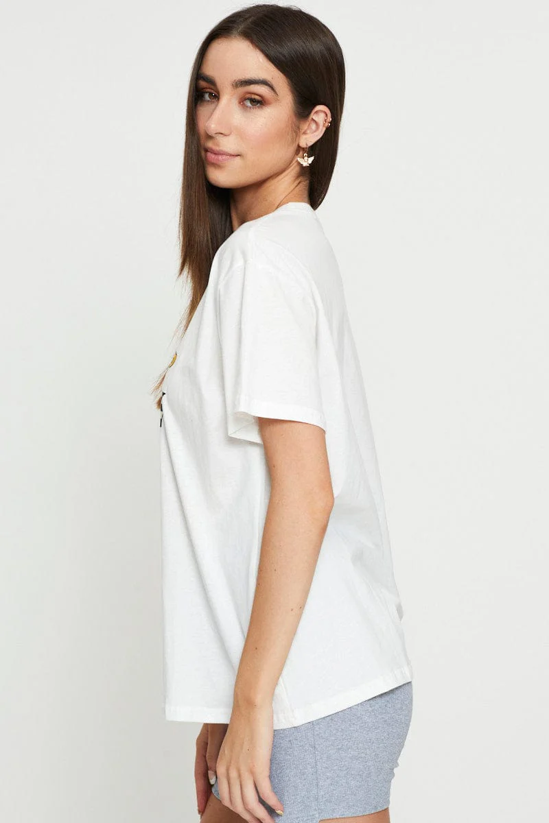 White Graphic T Shirt Short Sleeve