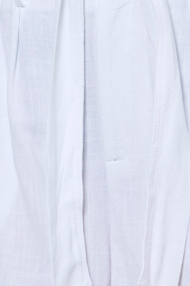 White Belted Shorts High Waist Linen