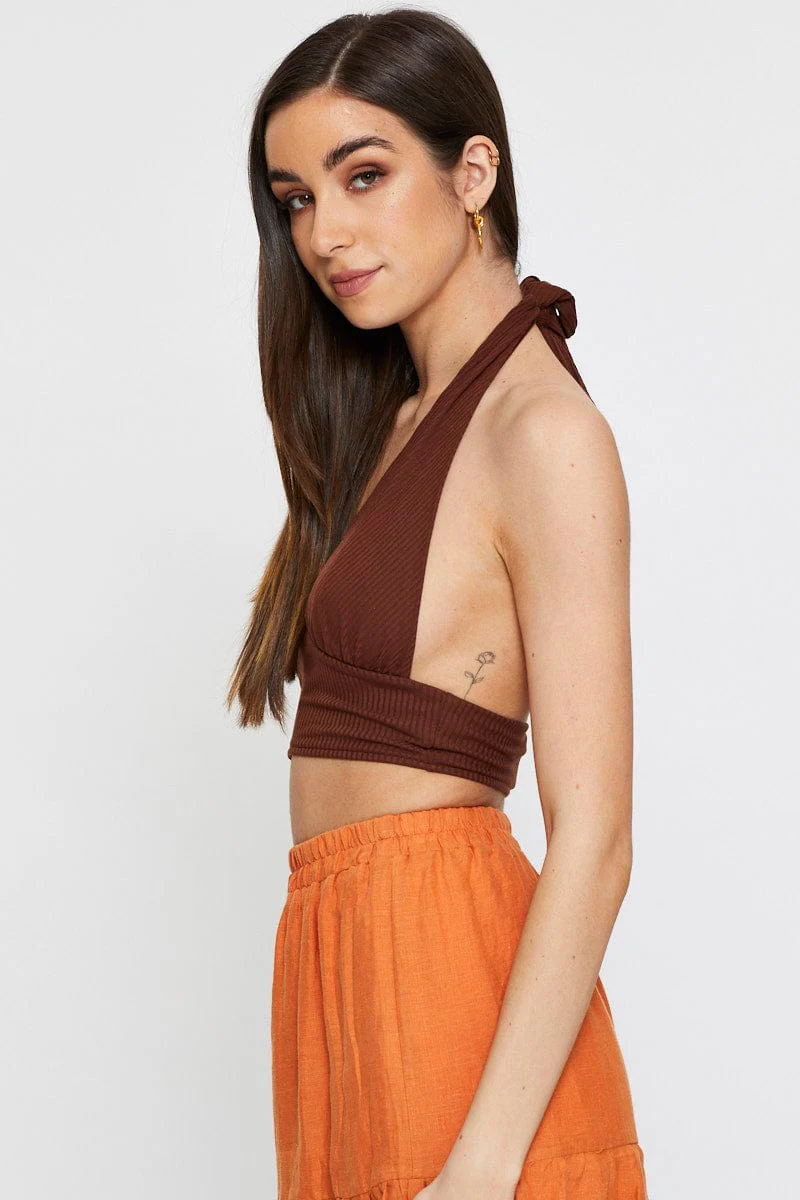 Brown Halter Top
