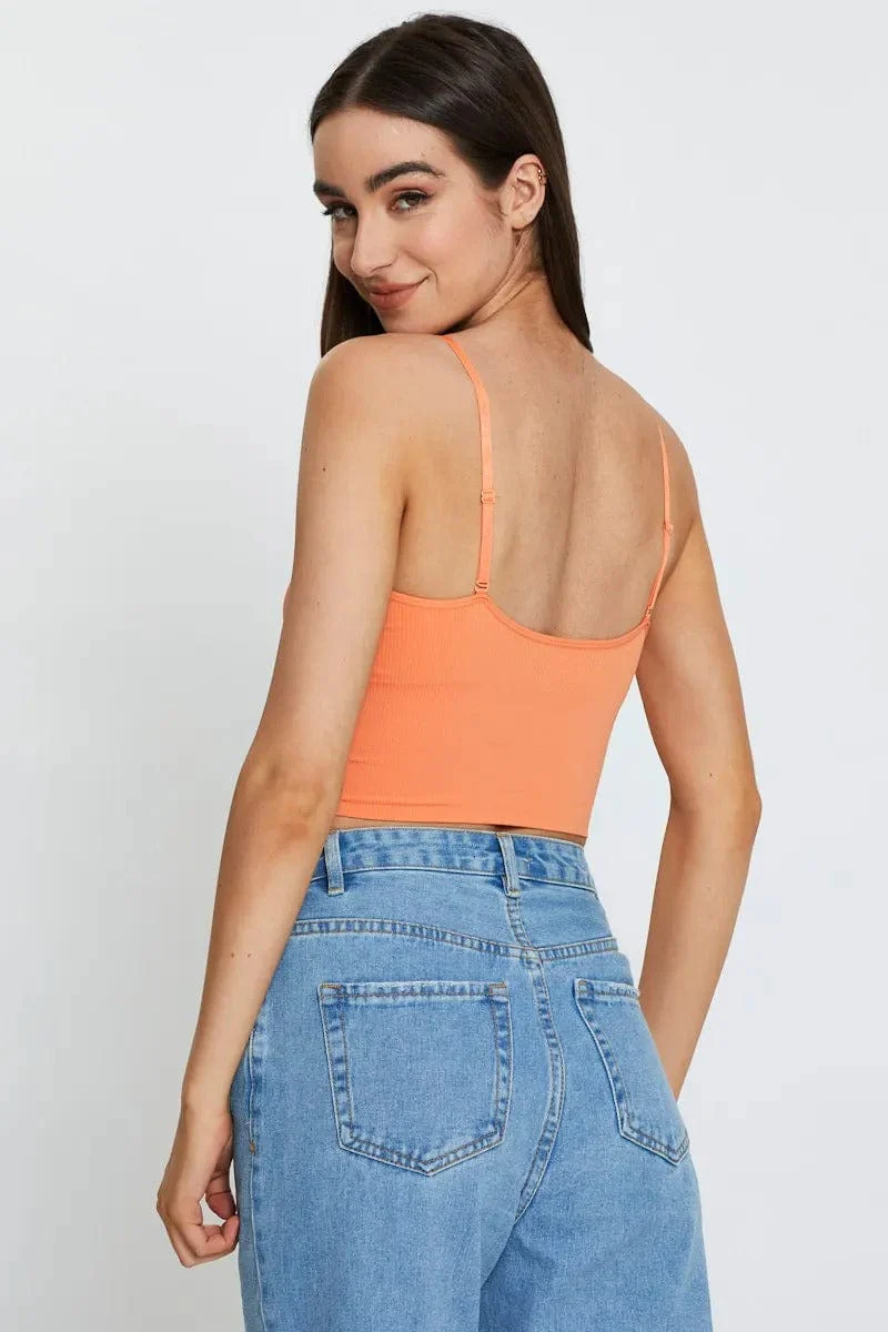 Orange Crop Singlet Top Seamless