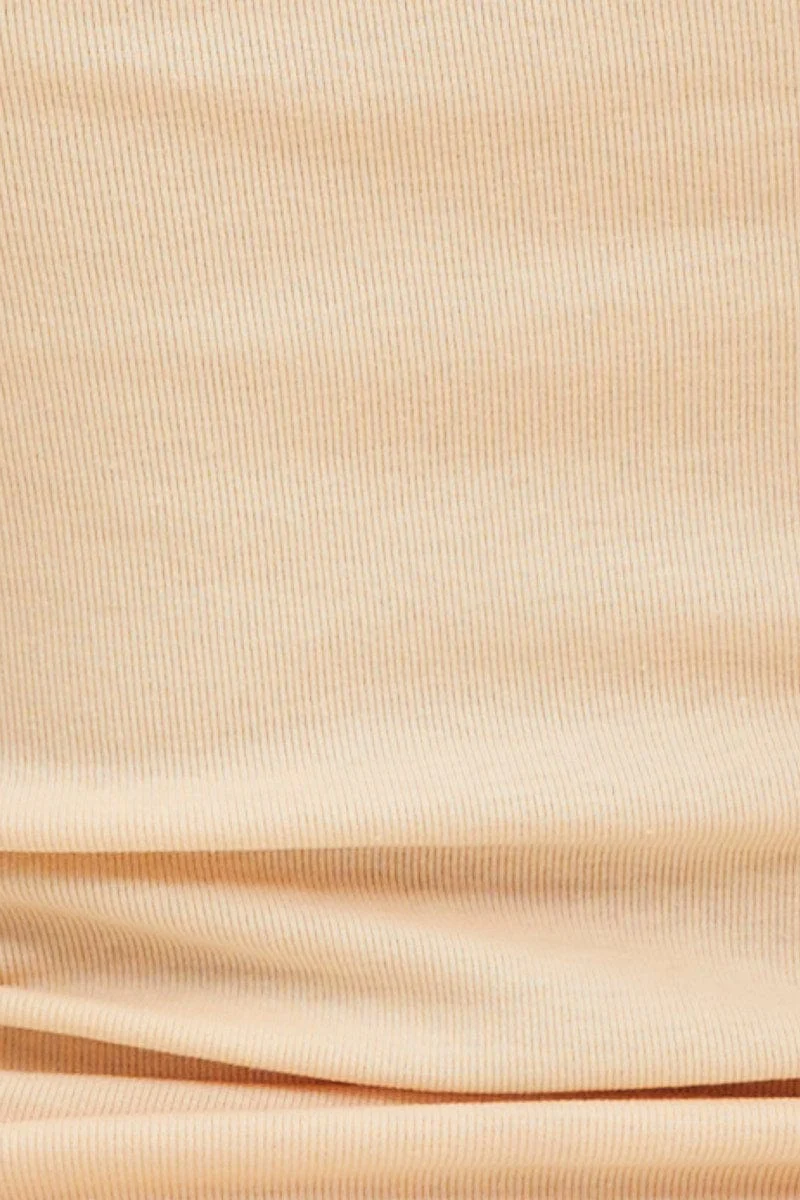 Beige Singlet Top Base Layer Sccop Neck Sleeveless