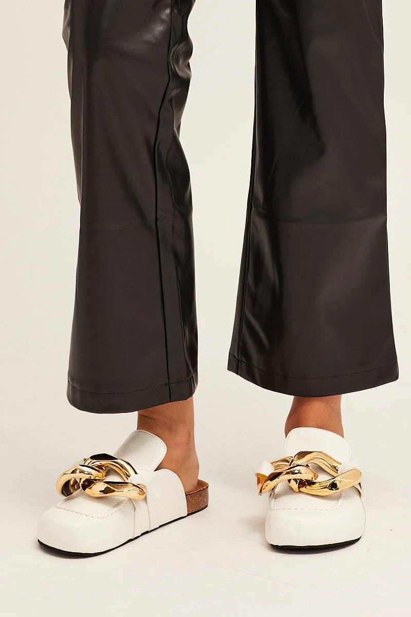 White Chain Flat Mules