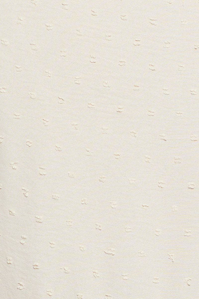 Beige Peplum Top Short Sleeve Button Front