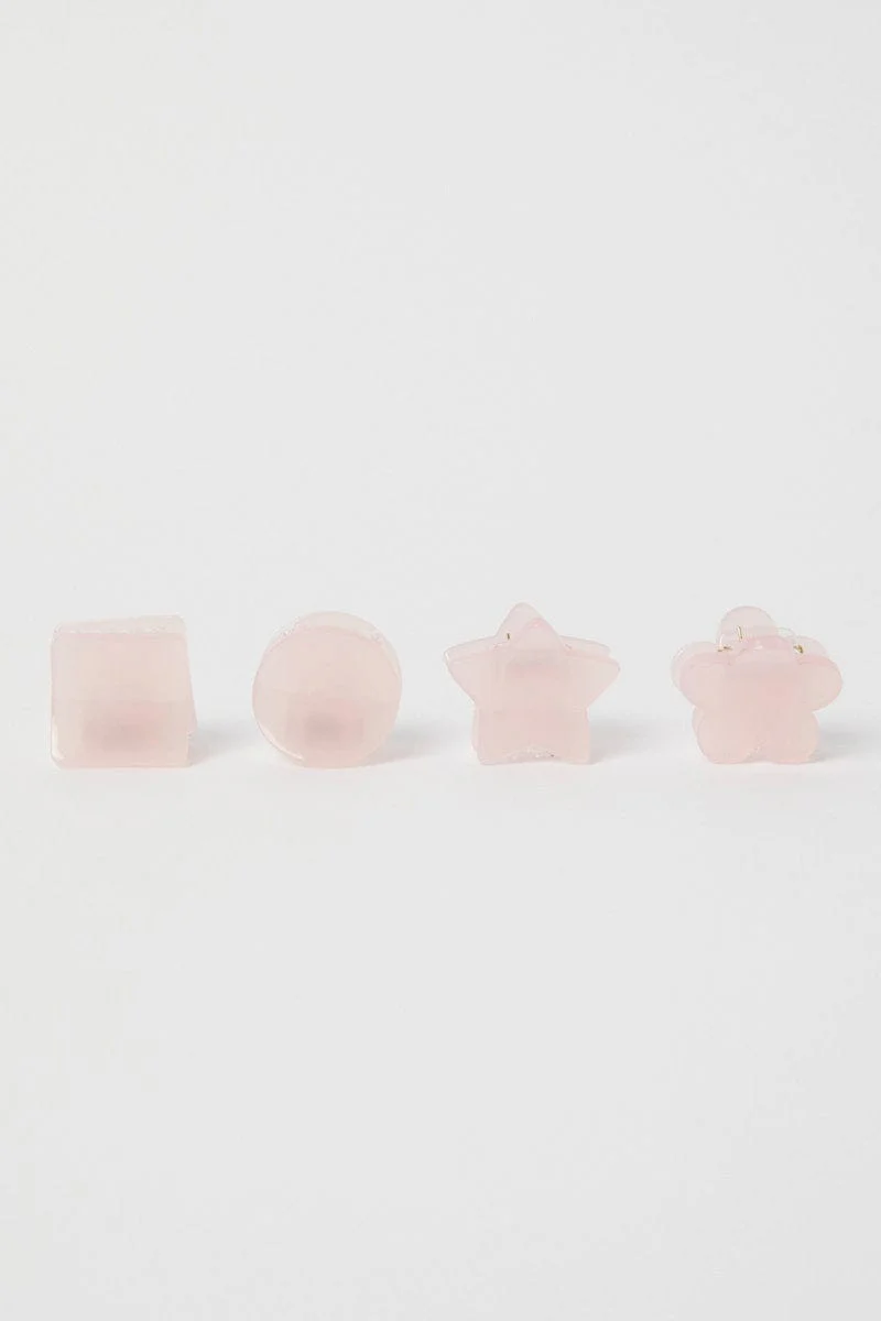 Pink 4 pcs Mix Shape Mini Claw Clips