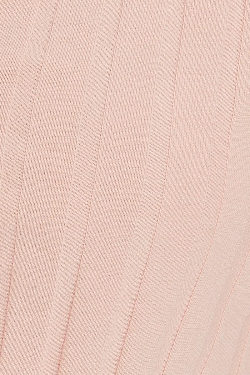 Pink Ribbed Open Front Top