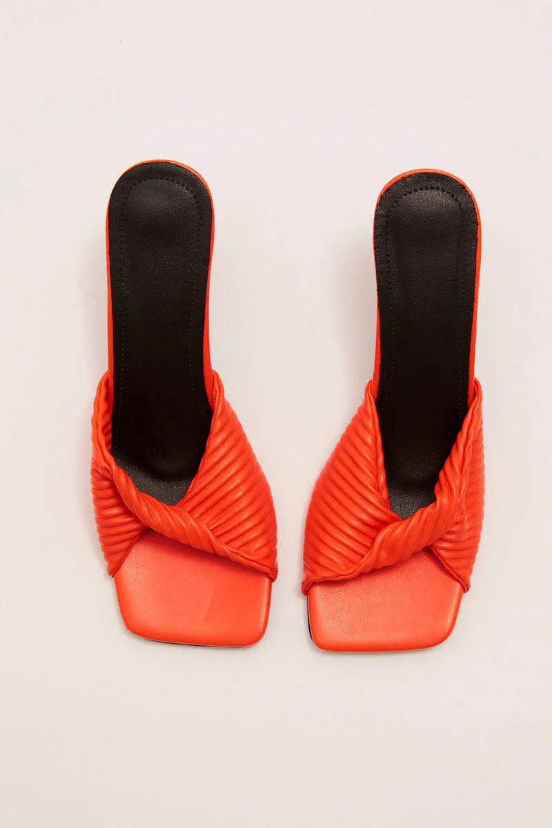 Orange Twist Stiletto Heeled Mule Sandals