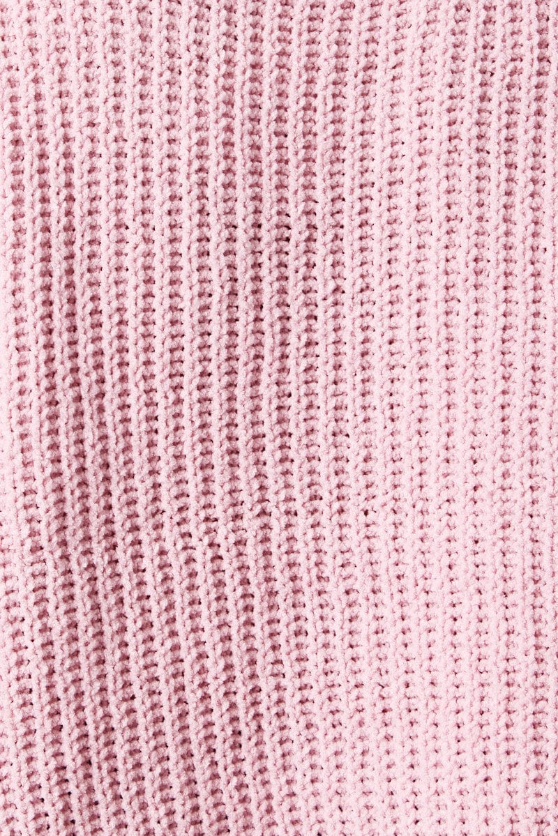Pink Knit Top Long Sleeve Chenille