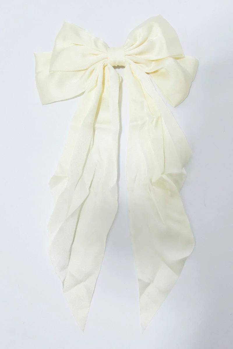 White Large Bow Hair Clip