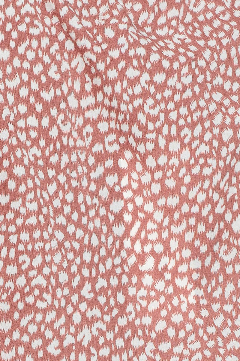 Geo Print Puff Sleeve Top Short Sleeve Crop