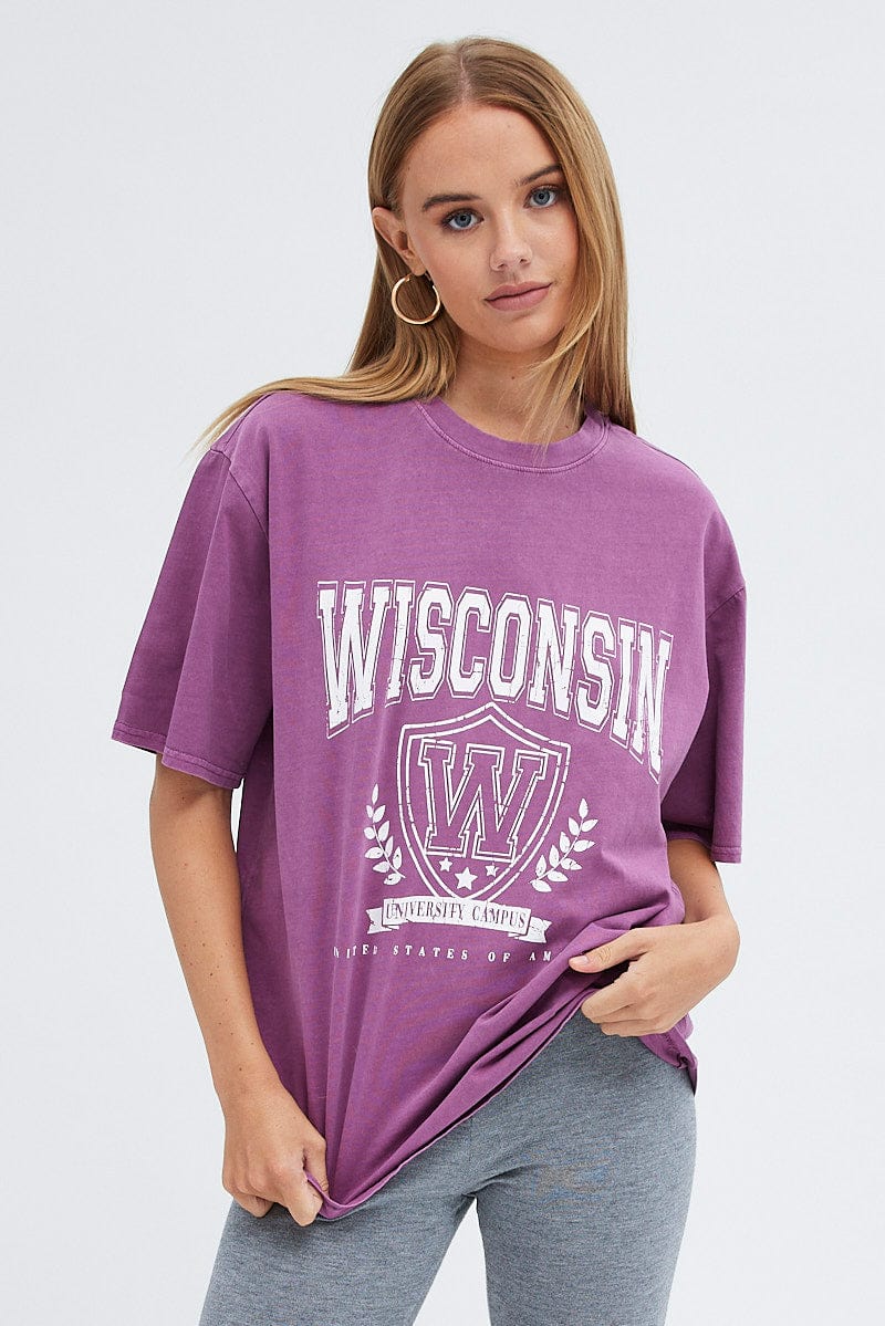 Purple Graphic Tee Short Sleeve