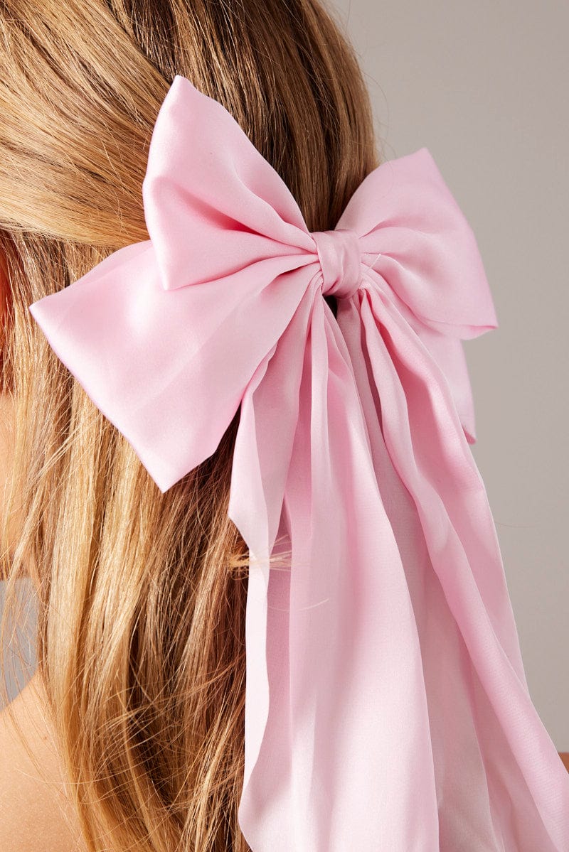 Pink Large Bow Hair Clip