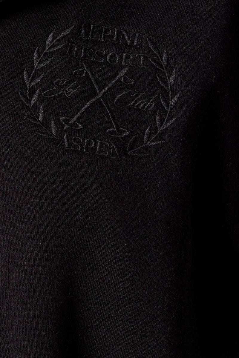 Black Zip Up Sweater Crop Long Sleeve High Neck