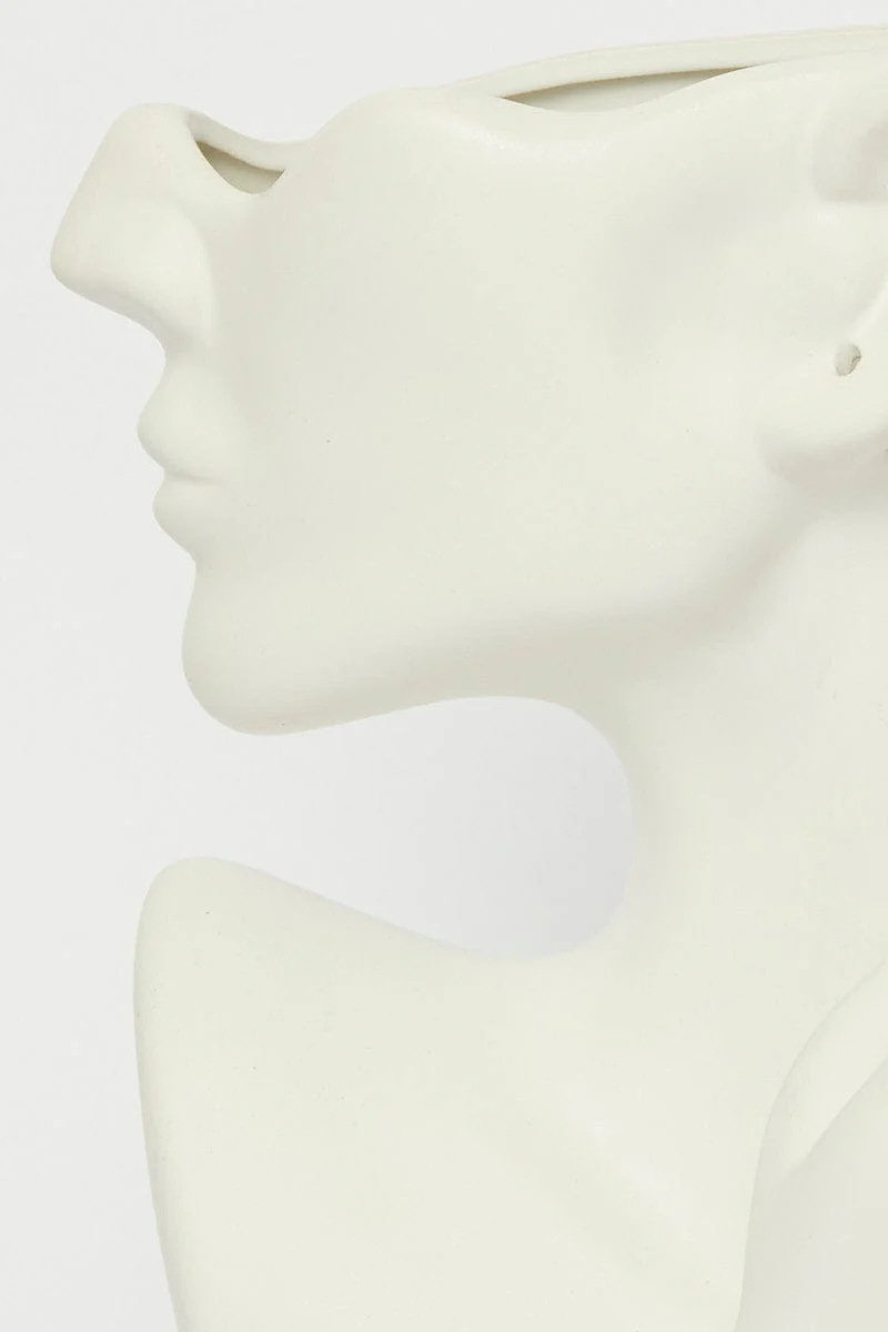 White Statue Head Figure Vase