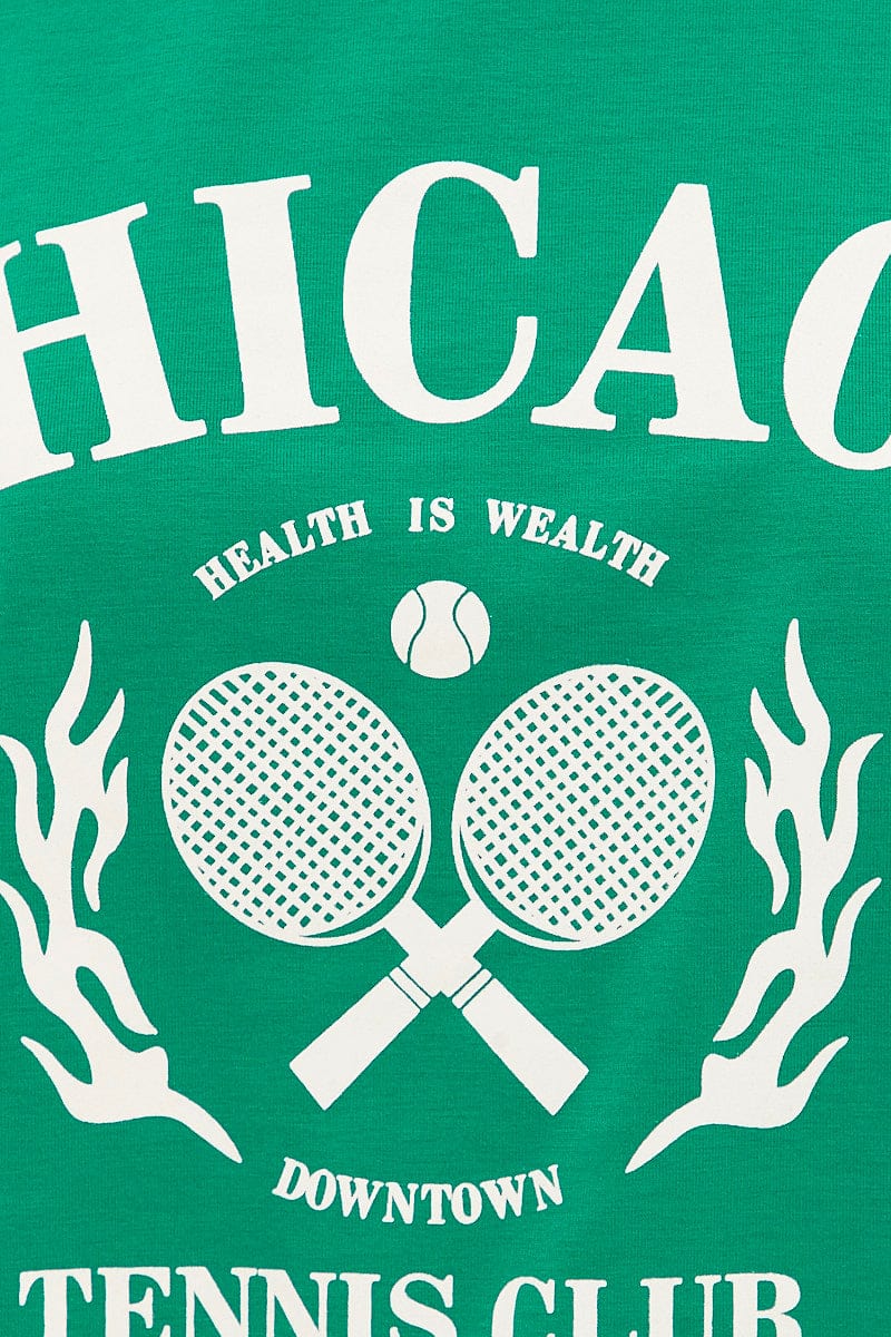 Green Graphic T And Biker Shorts Set