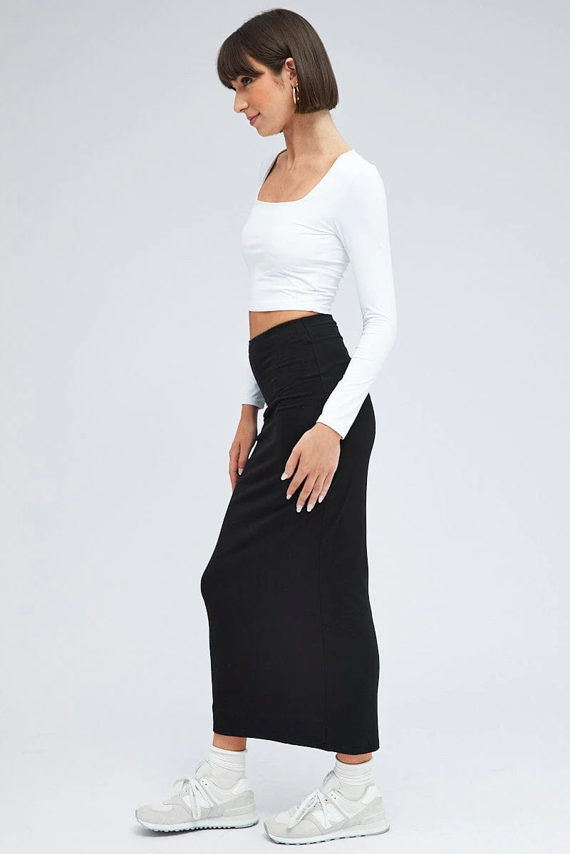 Black Supersoft Slim Fit Maxi Skirt