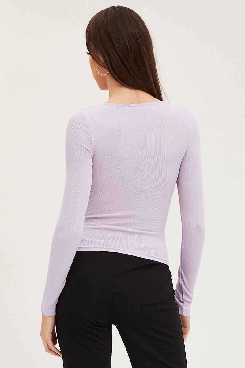 Purple Twist Front Top Ribbed