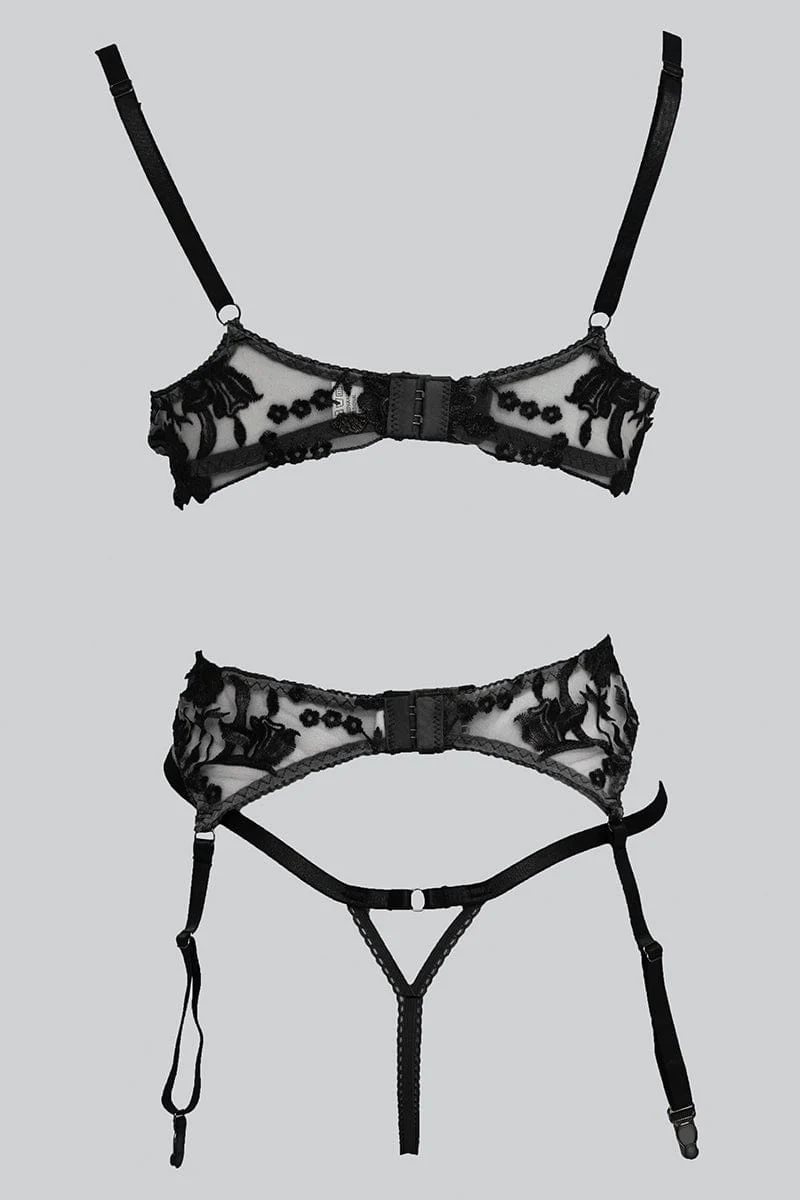 Black Embroidery Lingerie Set
