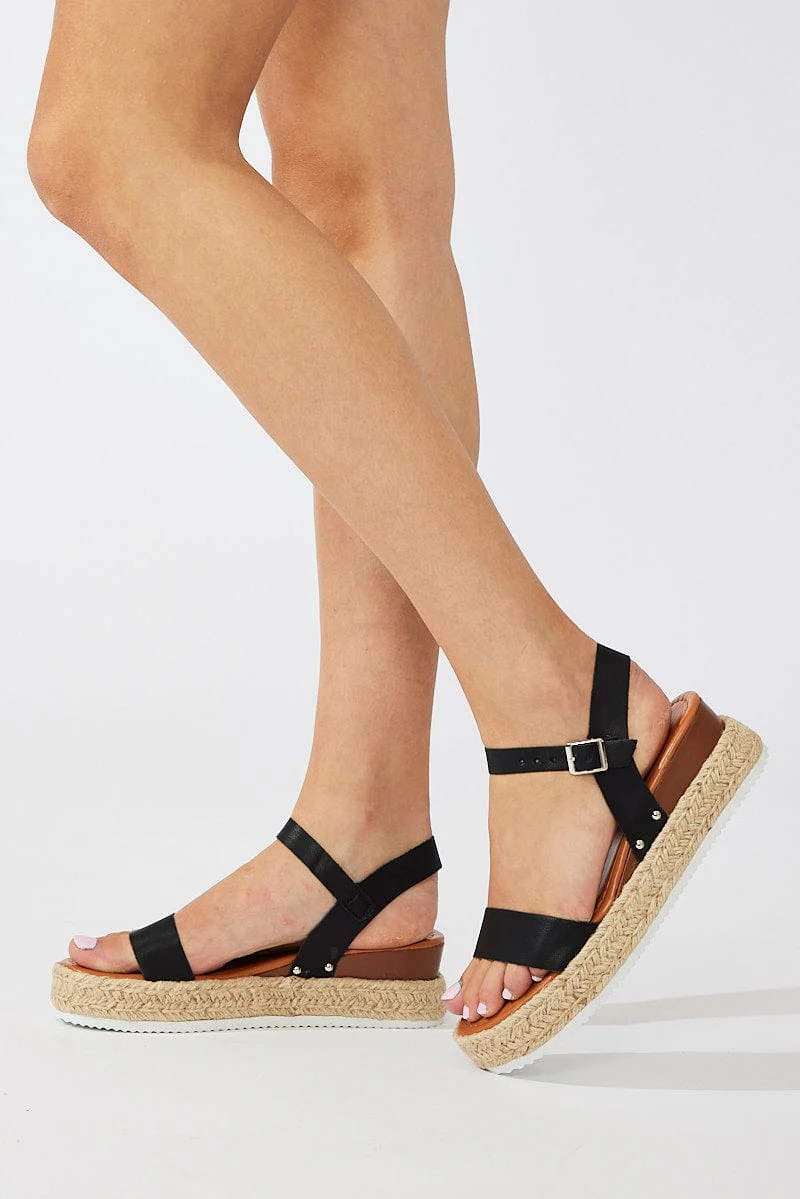 Black Flatform Sandals