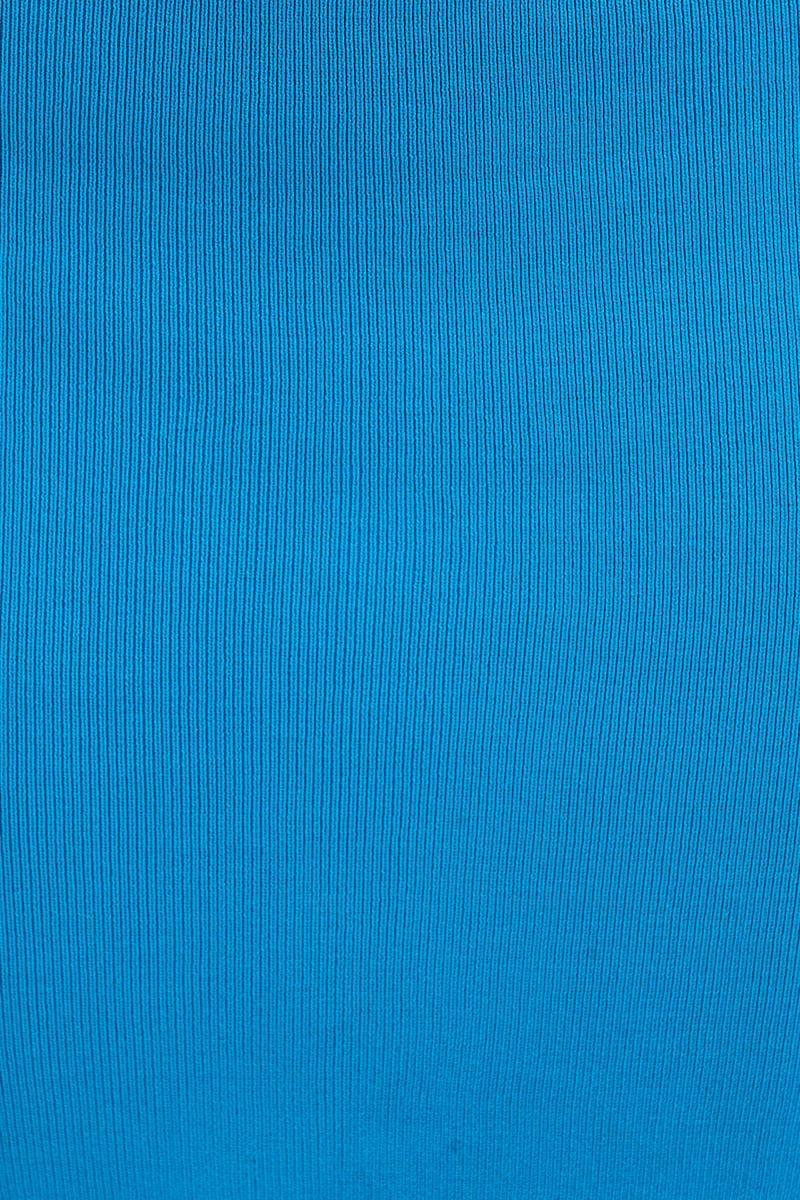 Blue Cut Out Knit Midi Dress