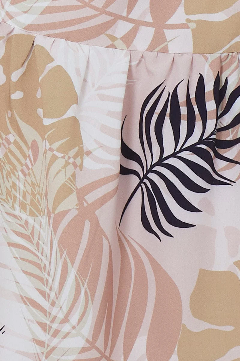 Trop Print Mini Dress Off Shoulder