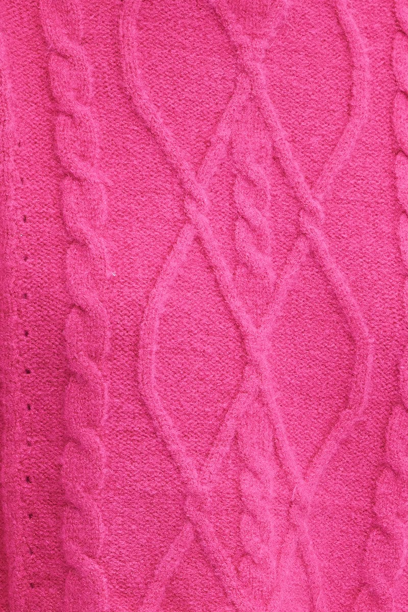 Pink Cable Knit Jumper High neck