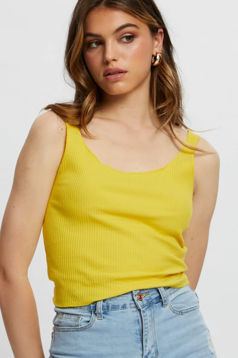 Red Light Must Ribbed Scoop Neck Cami