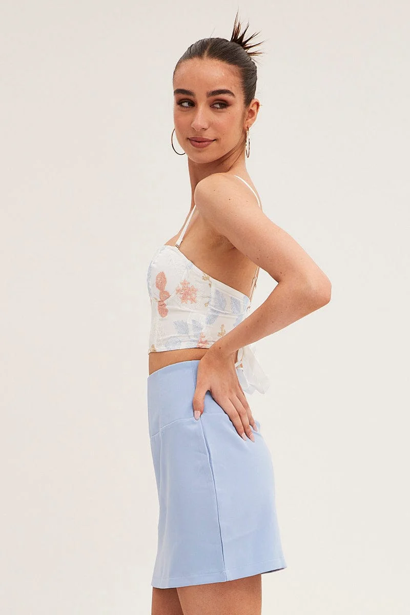 Blue Corset Mini Skirt