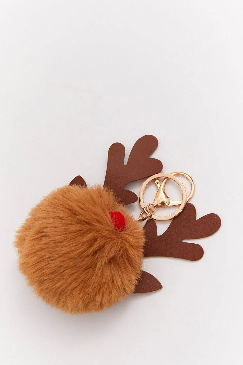 Brown Moose Charm Keyring