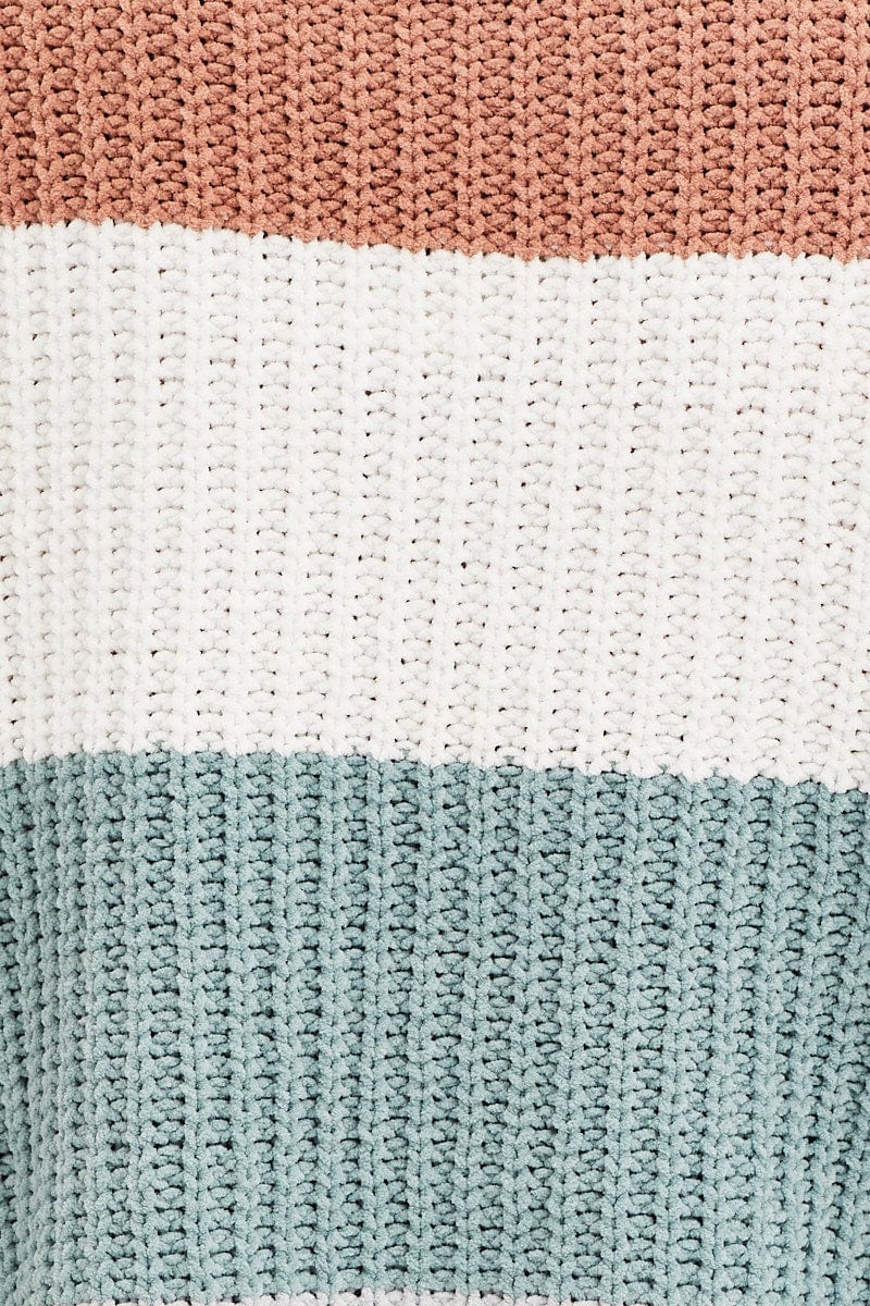 Stripe Knit Top Long Sleeve Relaxed Turtleneck