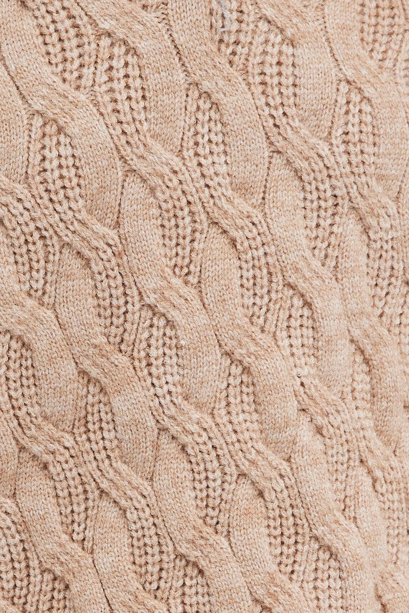 Beige Sweater Long sleeve V neck