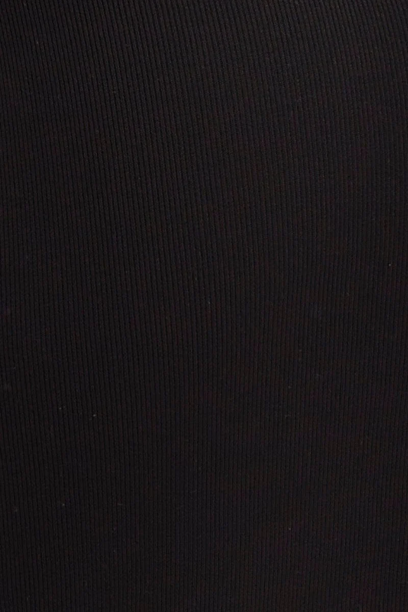 Black Midi Dress Sleeveless Knit Sweetheart Neck