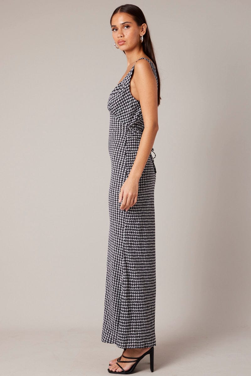 Black Geo Slip Dress Maxi