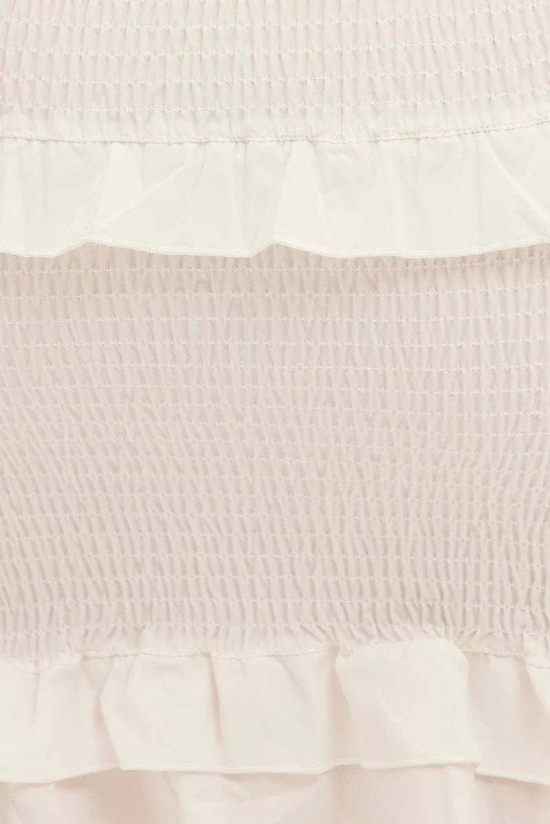 White Shirred Bodycon Dress