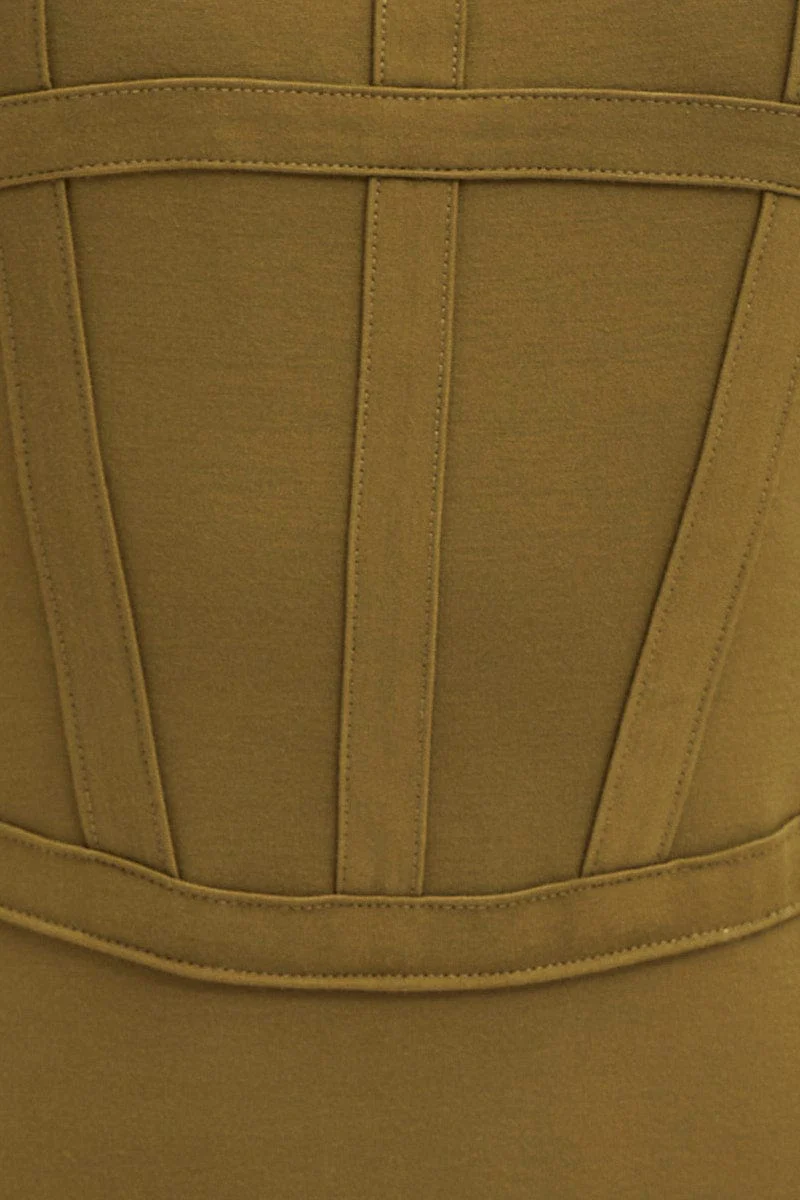 Green Mini Dress Sleeveless Corset Detail Bodycon