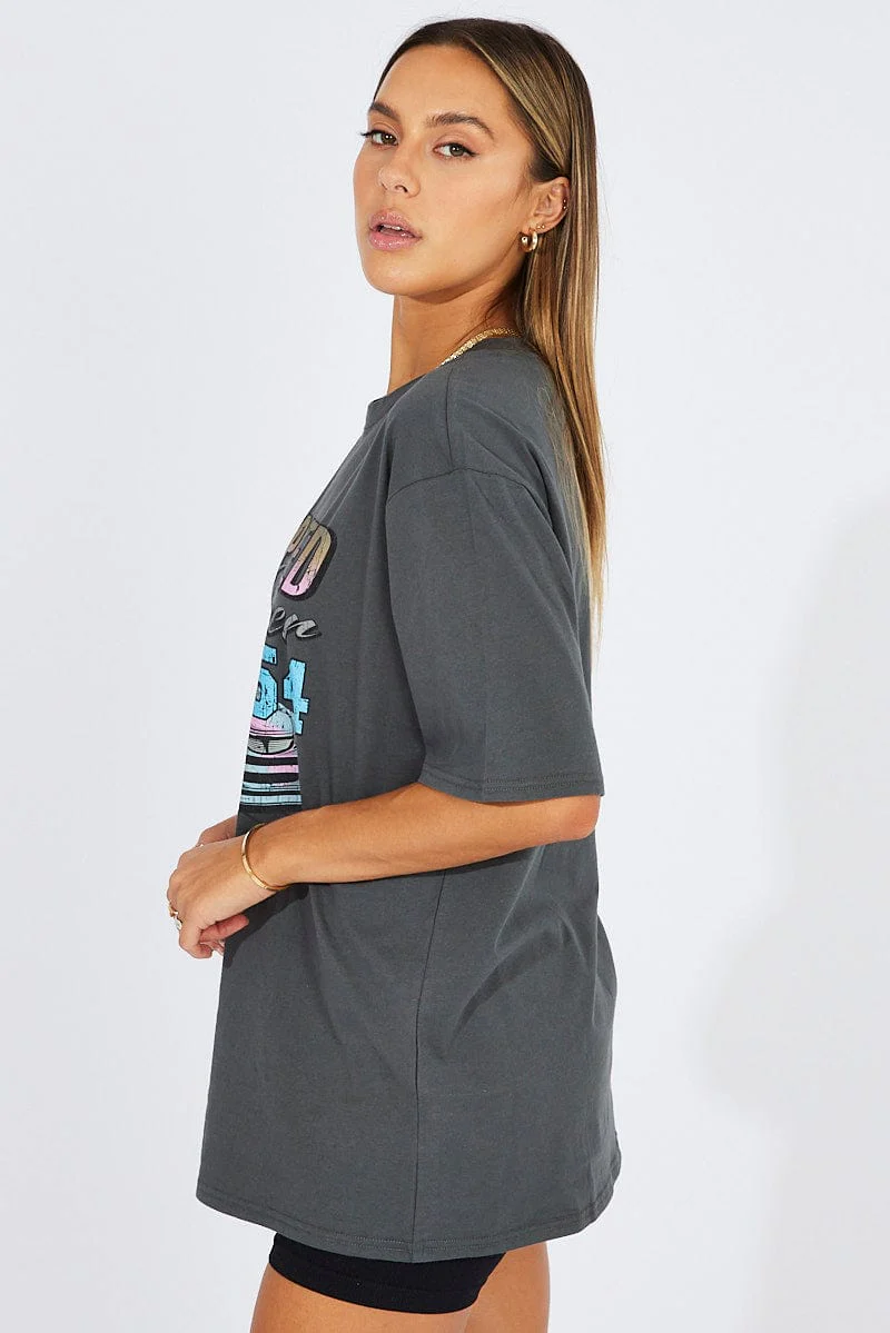 Grey Graphic Tee Short Sleeve