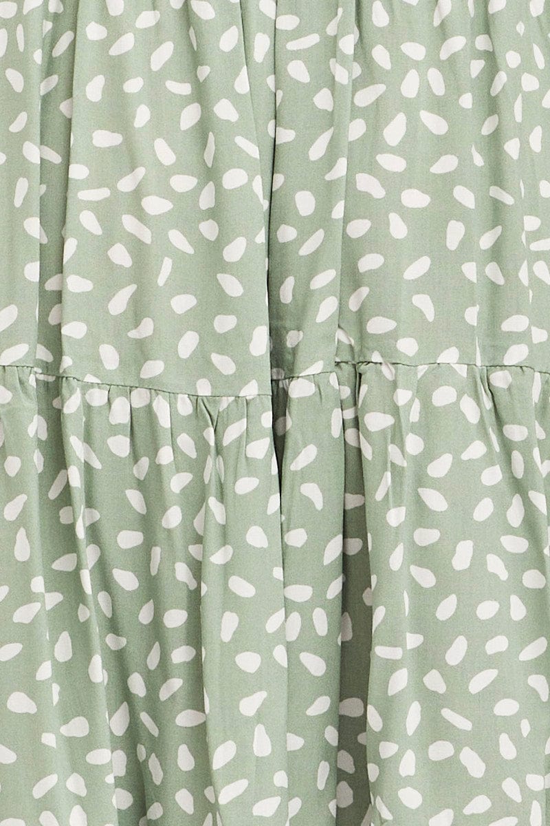 Geo Print Dress Long Sleeve Midi