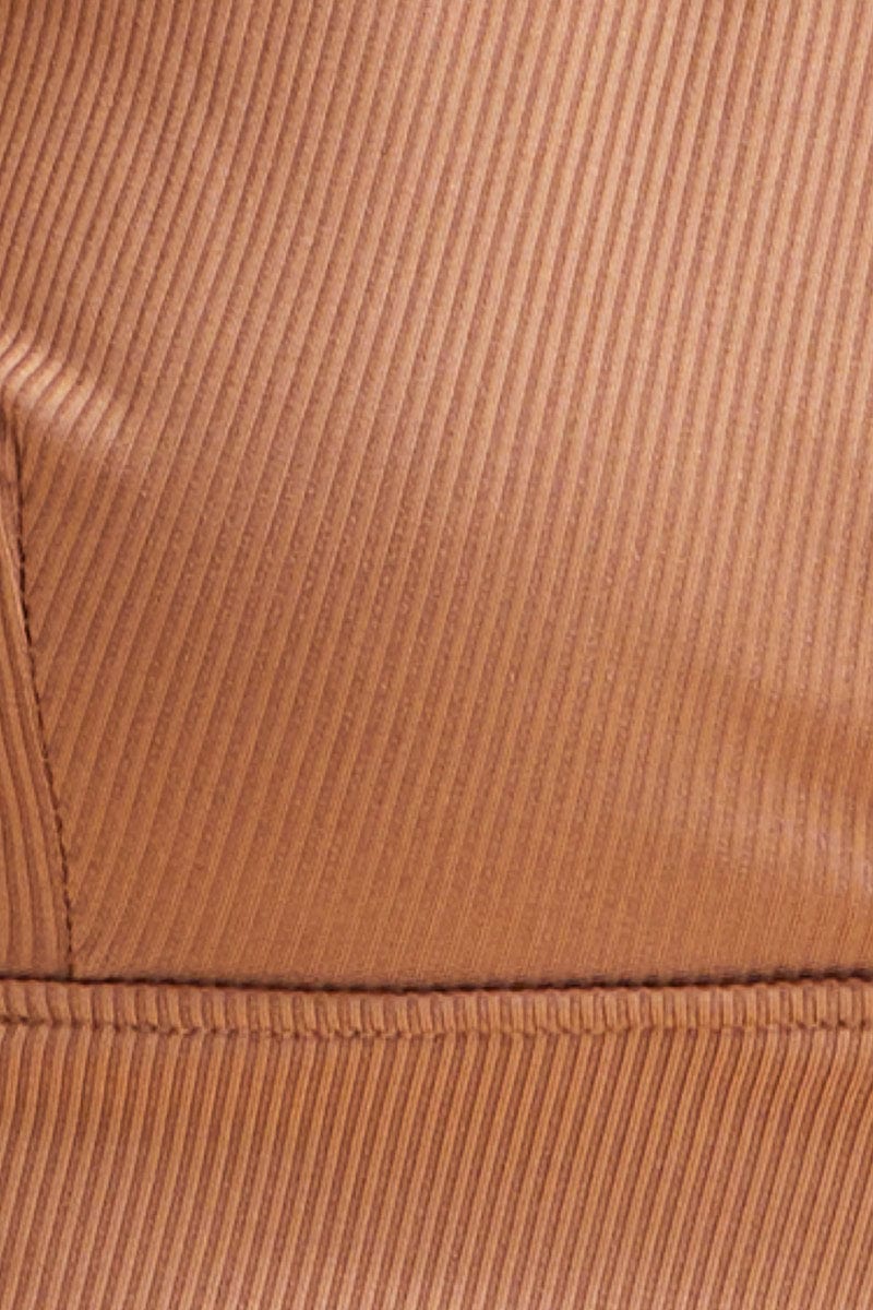 Brown V Neck Bralette Cotton Stretch